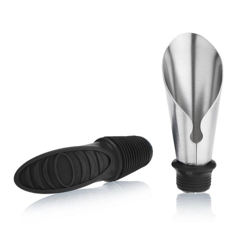 Duo Bottle Stopper And Pour Spout in Black by True