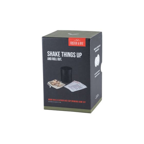 Wood Dice & Faux Leather Dice Cup Drinking Game Set by Foster & Rye™