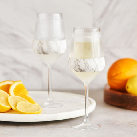 Wine FREEZE Stemmed in Marble (set of 2) by HOST®