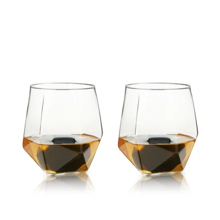 4-Piece Faceted Tumbler & Hexagonal Basalt Stone Set by Visk