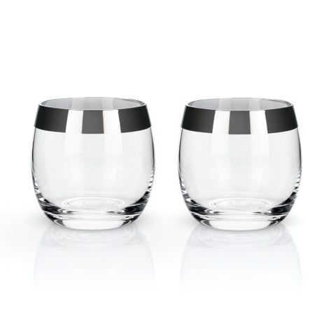 Chrome Rim Crystal Tumblers by Viski®