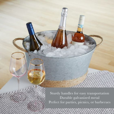 Jute Rope Wrapped Galvanized Tub by Twine®