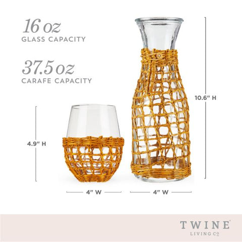 Island Carafe & Stemless Wine Glass Set by Twine Living®