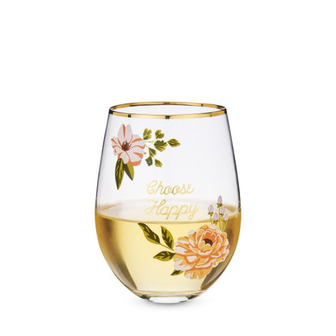 Choose Happy Stemless Wine Glass by Twine Living®