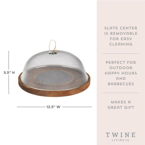 Modern Manor Slate & Acacia Cheese Board w/ Dome by Twine Li