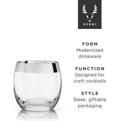 Chrome Rim Crystal Tumblers by Viski®