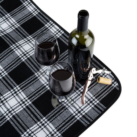 Dine™ Picnic Blanket in Black Plaid by True