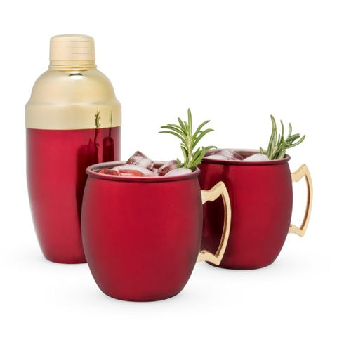 Red Mule Mug & Cocktail Shaker Gift Set by Twine Living® (Set of 3)