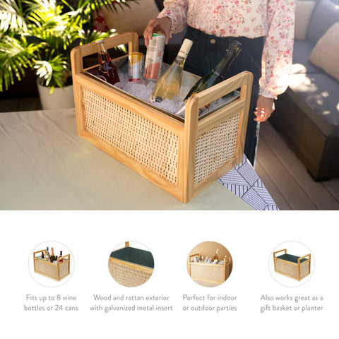 Rattan & Wood Beverage Tub by Twine®