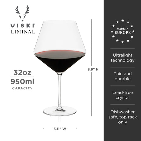 Reserve Liminal Ultralight Burgundy Glasses by Viski® (Set of 4)