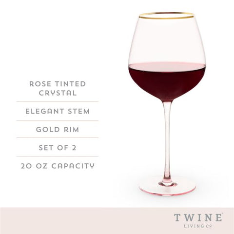 Rose Crystal Red Wine Glass by Twine Living® (Set of 2)