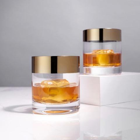 Bronze Rim Crystal Tumblers by Viski®