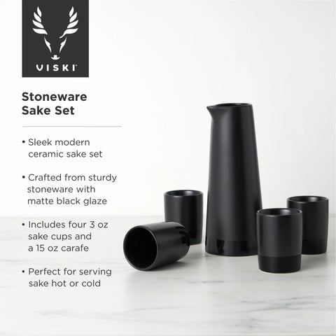 5-Piece Stoneware Sake Set by Viski®