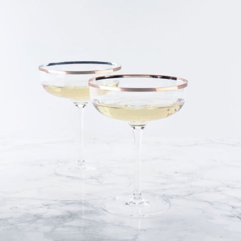 Copper Rim Crystal Coupe Set by Twine®