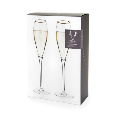 Gold-Rimmed Crystal Champagne Flutes by Viski®