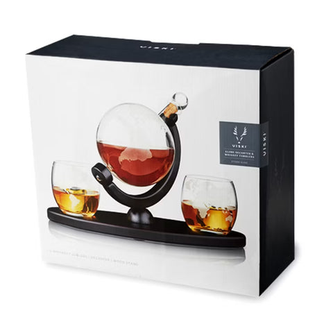 3 Piece Globe Decanter & Whiskey Tumblers Set Viski®