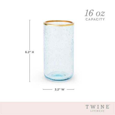 Aqua Bubble Glass Tumbler by Twine Living® (Set of 2)