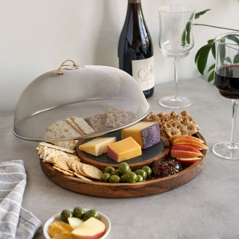 Modern Manor Slate & Acacia Cheese Board w/ Dome by Twine Li