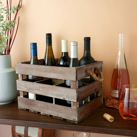 Wooden 6-Bottle Crate by Twine®