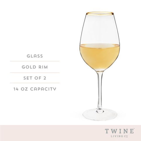 Gilded Stemmed Wine Glass Set by Twine