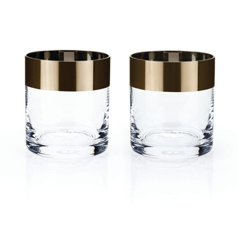 Bronze Rim Crystal Tumblers by Viski®