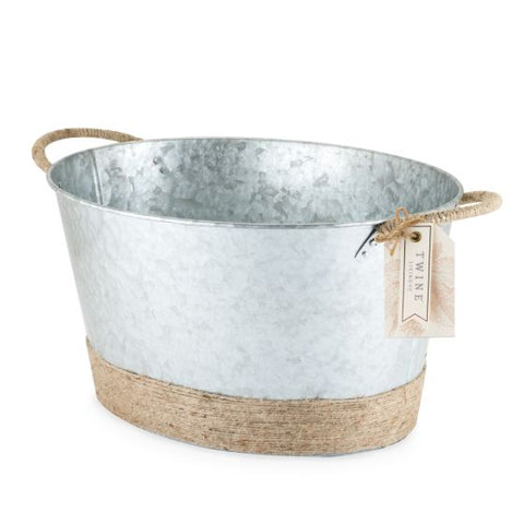 Jute Rope Wrapped Galvanized Tub by Twine®