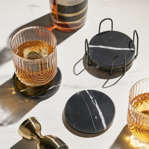 Black Marble Coaster Set by Viski