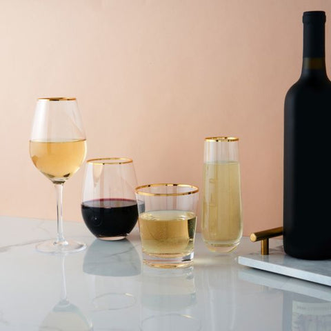 Gilded Stemless Wine Glass Set by Twine