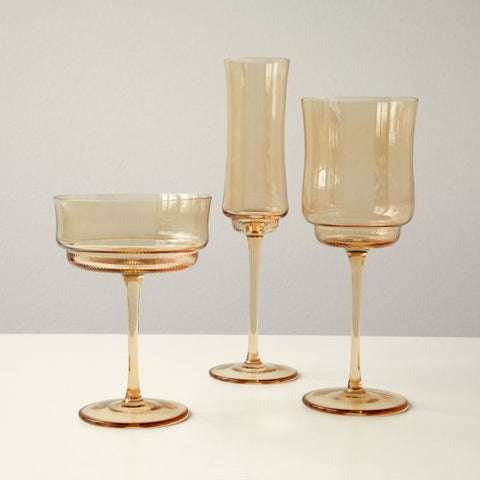 Tulip Stemmed Wine Glass in Amber by Twine Living