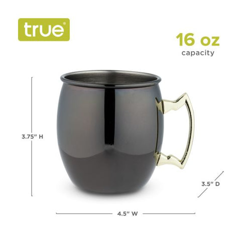 Black Moscow Mule Mug with Gold Handle, 2 Pack, by True