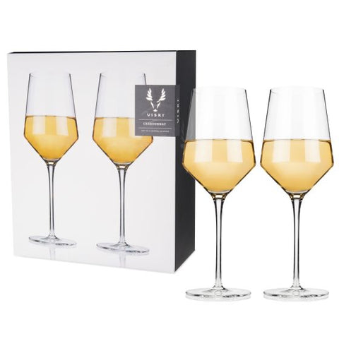 Angled Crystal Chardonnay Glasses by Viski®