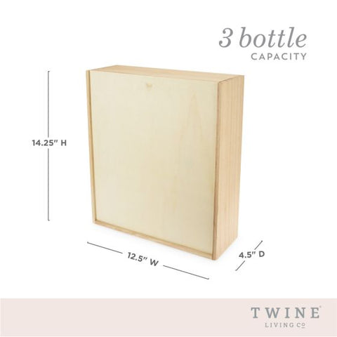 3-Bottle Wood Wine Box by Twine®