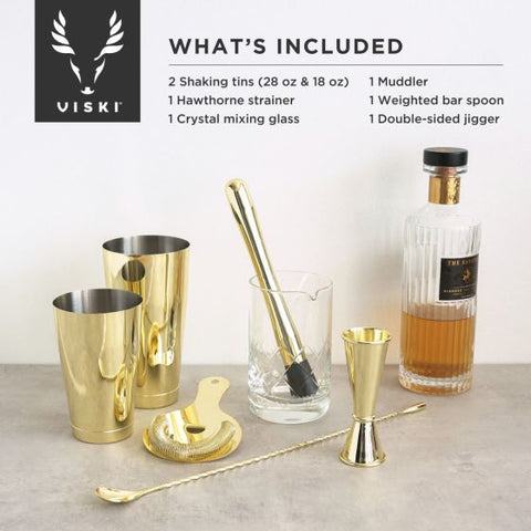 Gold 7- Piece Bar Essentials Set by Viski