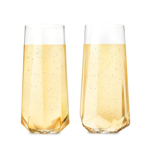 Faceted Crystal Stemless Champagne Flutes by Viski®