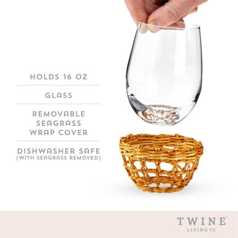 Island Stemless Wine Glass Set of 2 by Twine Living®