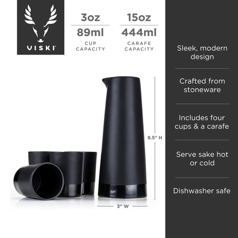 5-Piece Stoneware Sake Set by Viski®