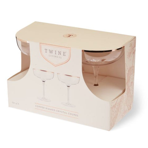 Copper Rim Crystal Coupe Set by Twine®