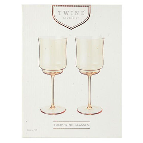 Tulip Stemmed Wine Glass in Amber by Twine Living