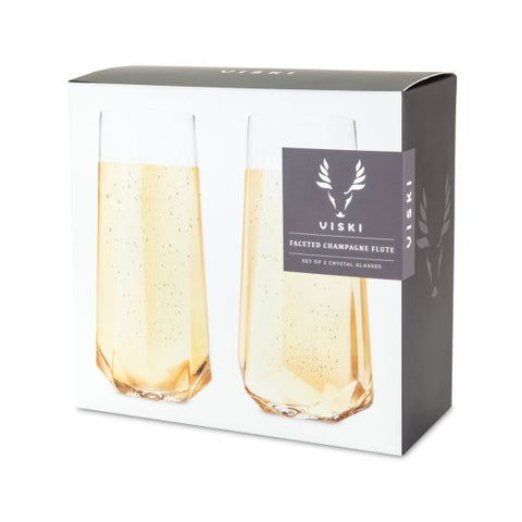 Faceted Crystal Stemless Champagne Flutes by Viski®