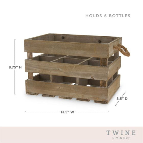 Wooden 6-Bottle Crate by Twine®