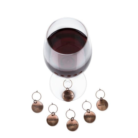 Brushed Copper Holiday Wine Charms by Twine®