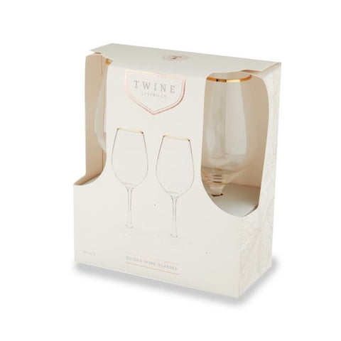 Gilded Stemmed Wine Glass Set by Twine