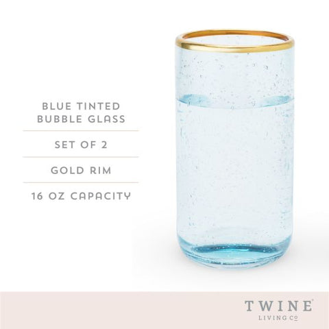 Aqua Bubble Glass Tumbler by Twine Living® (Set of 2)