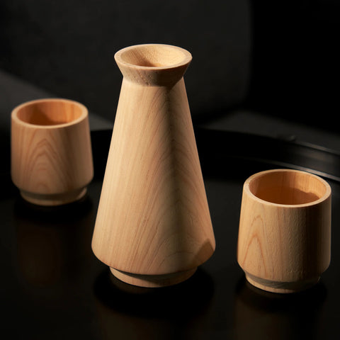 3 Piece Hinoki Cypress Sake Set by Viski®