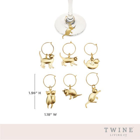 Gold Cat Wine Charms by Twine Living® (Set of 6)