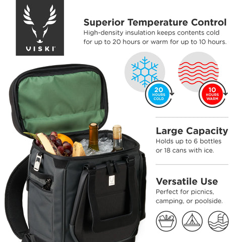 Insulated Black Cooler Backpack by Viski®