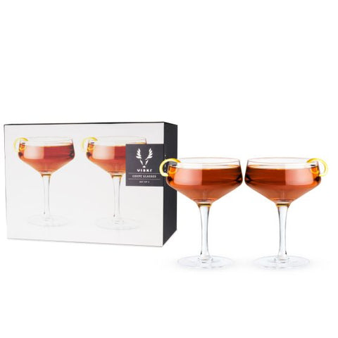 Angled Crystal Coupe Glasses by Viski®