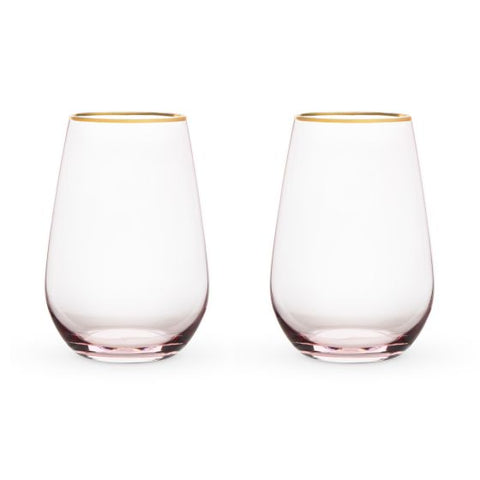 Rose Crystal Stemless Wine Glass by Twine Living® (Set by of 2)