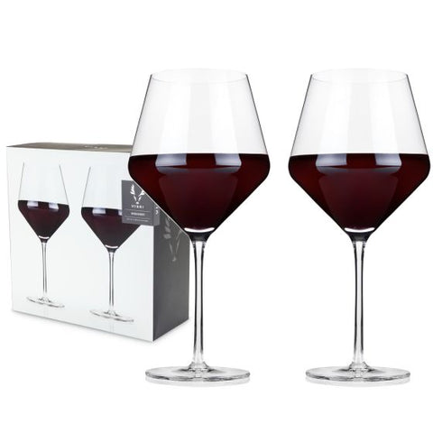 Angled Crystal Burgundy Glasses by Viski®