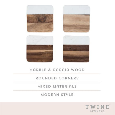 Marble & Acacia Coaster Set by Twine®